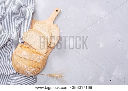 Fresh Homemade Crisp Bread, Top View. French Bread. Bread At Leaven. Unleavened Bread.