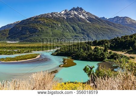 Landscape Of River Murta Valley With Beautiful Mountains View, Patagonia, Chile, South America