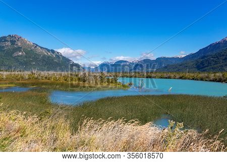 Landscape Of River Murta Valley With Beautiful Mountains View, Patagonia, Chile, South America