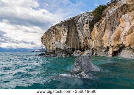 Marble Caves (capillas Del Marmol), General Carrera Lake, Landscape Of Lago Buenos Aires, Patagonia,
