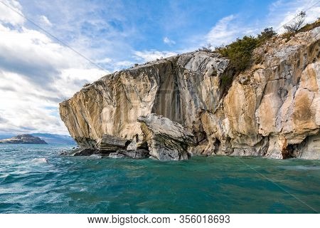 Marble Caves (capillas Del Marmol), General Carrera Lake, Landscape Of Lago Buenos Aires, Patagonia,