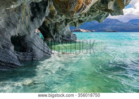 Marble Caves (capillas Del Marmol), General Carrera Lake, Landscape Of Lago Buenos Aires, Patagonia,