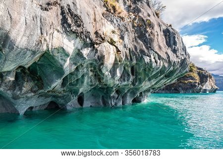Marble Caves (capillas Del Marmol), General Carrera Lake, Landscape Of Lago Buenos Aires, Patagonia,