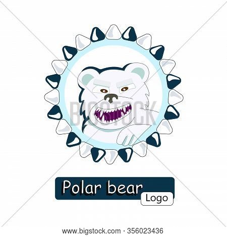Zoo Logo Anger Polar Bear On White Background