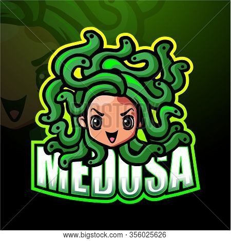 Vector Illustration Of Medusa Mascot Esport Logo Design