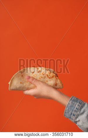 National Food Concept. Mexican National Food Tacos Or Tatar National Food - Kystyby In Hand On An Or