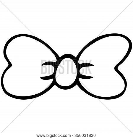 Vector Illustration. The Bow Tie. Fashion Accessory, Complement To The Look. Bow Contour On An Isola