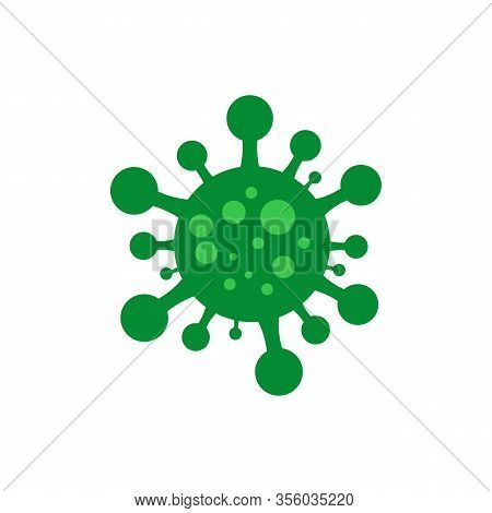 Coronavirus 2019-ncov. Corona Virus Icon. Green On An Isolated White Background. Chinese Pathogenic 
