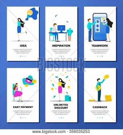 Online Shopping Onboarding Mobile App Page Screen With Linear Concepts