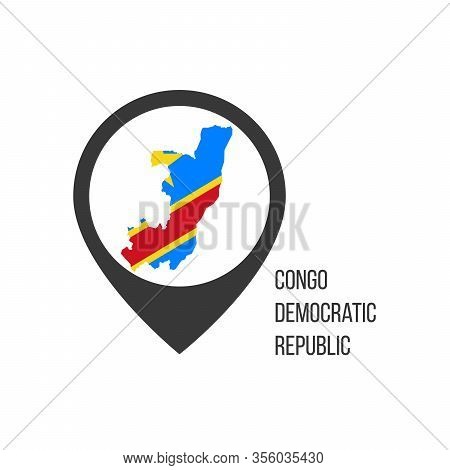 Map Pointers With Contry Congo Democratic Repablic. Congo Democratic Repablic Flag. Stock Vector Ill