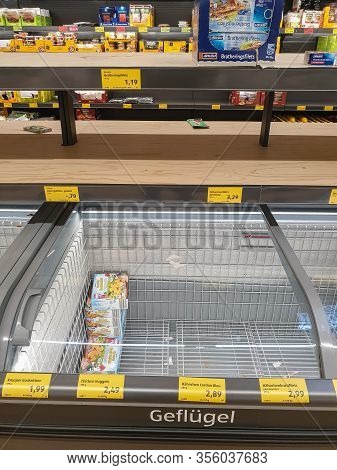 Munich, Germany, 14 Of April 2020: Pandemic, Panic Buying, Specifically For Toilet Paper And Pasta, 