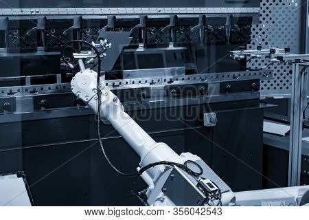 The Hydraulic Bending Machine Operation With Automatic Robotic System For Material Handling . The Hi