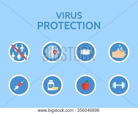 Virus Protection Infographic. Stop Virus. Medical Examination. Corona Virus Prevention. Virus Covid 