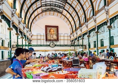Ho Chi Minh City - Vietnam, April 24,2019: Portrait Of Ho Chin Minh, Communist Leader Of The Vietcon