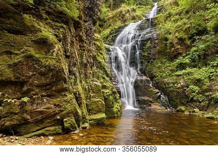 Blurred Water Of Waterfall Of Kamienczyk River - The Highest Waterfall In Polish Giant Mountains