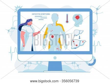 Doctor Explaining Hepatitis Symptoms Illustration. Medical Worker Explaining Skin Irritations, Fever