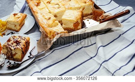 Cheese Peaches Plate Piece Tray Baking Protiven Pasty Cake Home Pie Poland