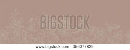 Elegant White Outlined Leaves With Peach Background Repeatable Border Design