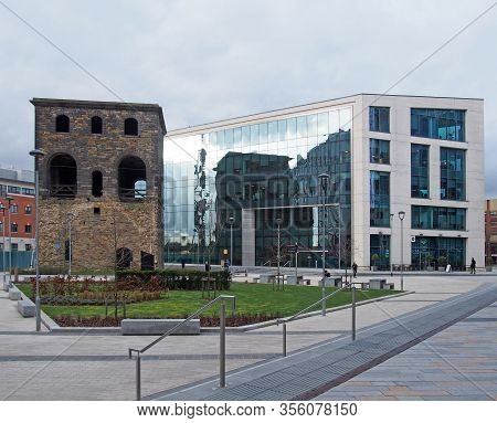 Leeds, West Yorkshire, United Kingdom - 4 March 2020: The Historic Railway Lifting Tower Surrounded 