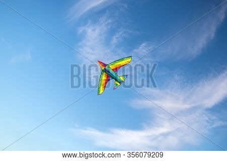 A Colorful Kite Flying In The Sky Is A Symbol Of Freedom And Equality Of Free Sexual People. Airplan