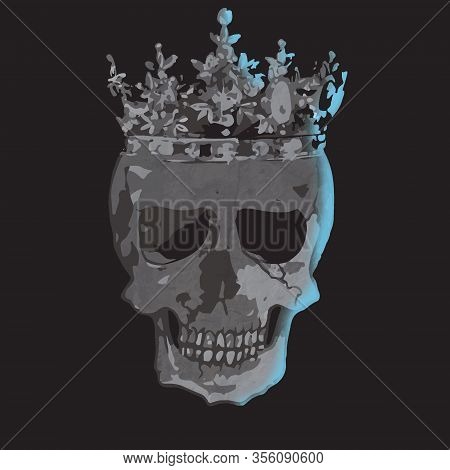 Skull With Blue Neon Light Flashing Over It From The Side. Its A Vector Art And You Can Easily Remov