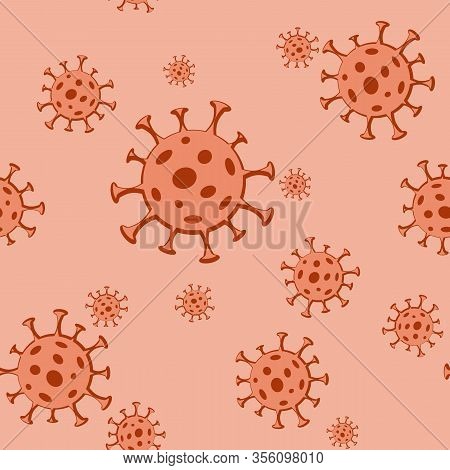 Bacteria Virus Microorganism Microbe On A Red Background Seamless Pattern Medical Background Website