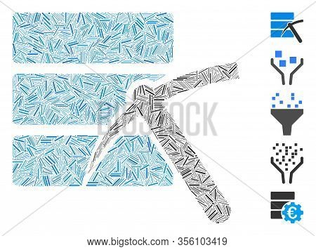 Dash Mosaic Based On Data Mining Icon. Mosaic Vector Data Mining Is Designed With Random Dash Items.