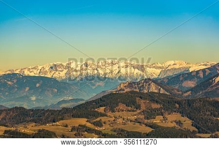 View From Shockl Mountain In Graz. Path Leading To The Top. Tourist Spot In Graz Styria. Places To S