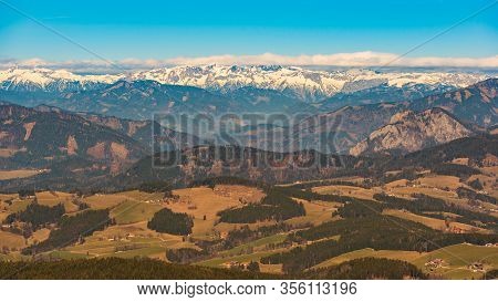 View From Shockl Mountain In Graz. Path Leading To The Top. Tourist Spot In Graz Styria. Places To S