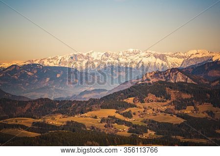 View From Shockl Mountain In Graz. Path Leading To The Top. Tourist Spot In Graz Styria. Places To S