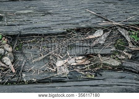 Old Wooden Decayed And Ramshackle Railway Sleepers Background