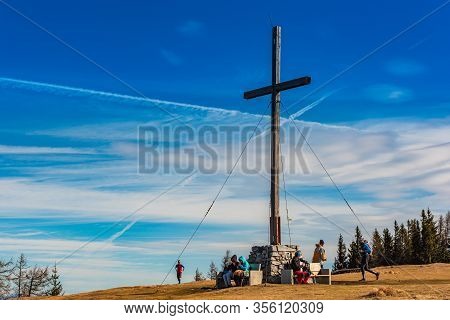 St. Radegund, Austria 12.03.2020 - View From Schockl Mountain In Graz. Tourist Spot In Graz Styria. 