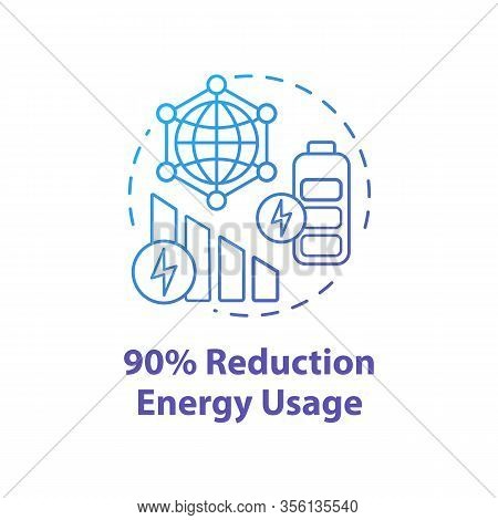 90 Percent Reduction Energy Usage Concept Icon. Mobile Internet. 5g Technology Idea Thin Line Illust