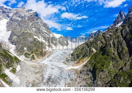 Caucasus Mountains On The Border Of Russia And Georgia. Chalaat Pass And Very Beautiful View Of The 