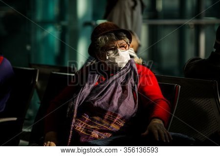 Otopeni, Romania - February 25, 2020: Passengers Inside Henri Coanda International Airport, Near Buc