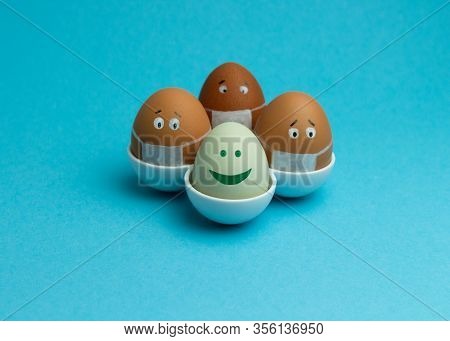 Easter Egg In Medical Mask Virus Protection Against Coronavirus. Be An Optimist.