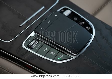 Novosibirsk, Russia - March 07, 2020: Mercedes-benz Glc-class,  Close Up Of The Manual Gearbox Trans