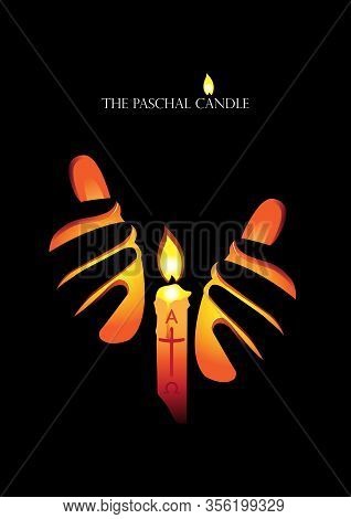 An Illustration Of Paschal Candle A Symbol Of Jesus, The Light Of The World, Who Rose From The Dead