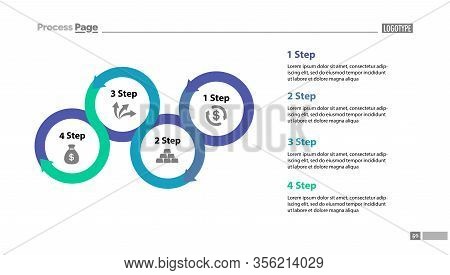 Four Step Process Chart With Descriptions. Diagram, Strategy, Plan. Concept For Presentation, Templa