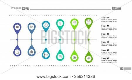 Six Stages Flow Chart Slide Template. Diagram, Flowchart, Infographic. Concept For Presentation, Tem