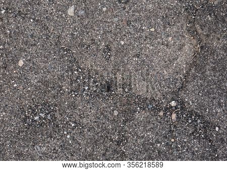 Rough Road With Small Stones Texture, Old Concrete Road Surface