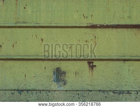 Green Metal Sheet Of Trains, Metal With Horizontal Lines, Train Metal Texture