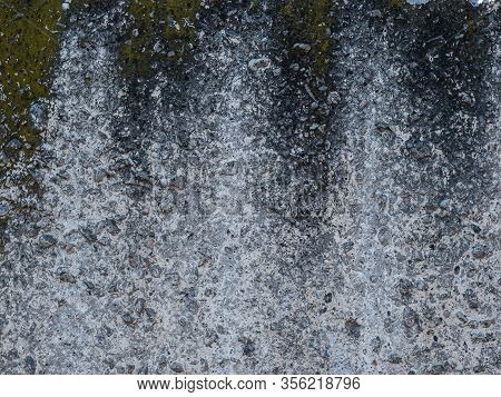 Wall With Moss, Concrete Wall With Green Spots, Wall Texture