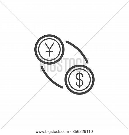 Yen And Dollar Exchange Line Icon. Linear Style Sign For Mobile Concept And Web Design. Us Dollar Wi