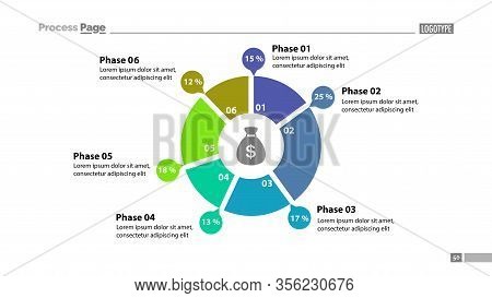 Six Phase Donut Chart With Descriptions Template. Element Of Graph, Diagram, Infographic. Concept Fo