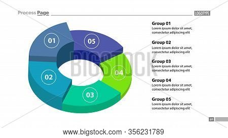 3d Donut Chart With Five Groups Template. Element Of Graph, Diagram, Analysis. Concept For Presentat
