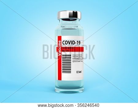 Modern Conceptsingle Ampula Vaccine From Coronavirus 3d Render On Blue Gradient