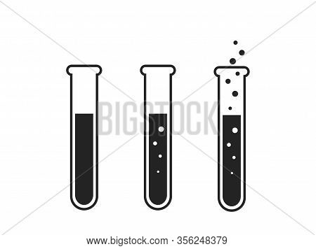 Test Tube Icon Set. Chemistry Symbol, Laboratory And Medical Design Elements. Simple Style Isolated 