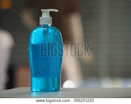 Hand Wash Gel Alcoholic Mixture With Gelatin In Clear Plastic Bottle, Washing Clean Dirty To Prevent