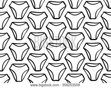 Abstract Seamless Geometric Pattern With Triangular Elements. Simple Black And White Linear Mosaic T